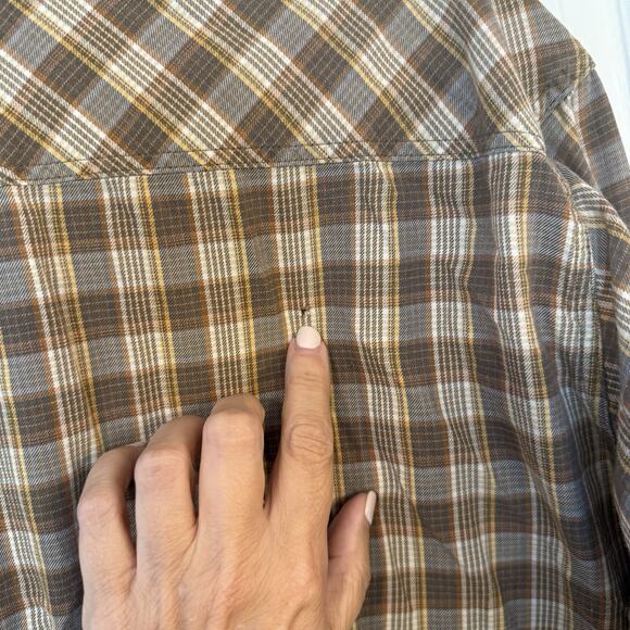 Patagonia Men's LG Brown Plaid Buckshot Shirt Soft Worn Feel Comfy Condition - Picture 6 of 14